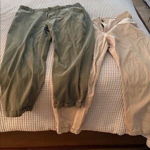 GAP Ankle & Cropped Pants in Olive and Beige